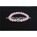 White crystal ball with rose quartz natural handmade bracelet